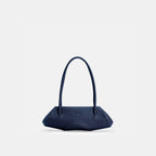 Bag It Elizabeth Mini Pebbled Leather Baguette Bag – Navy