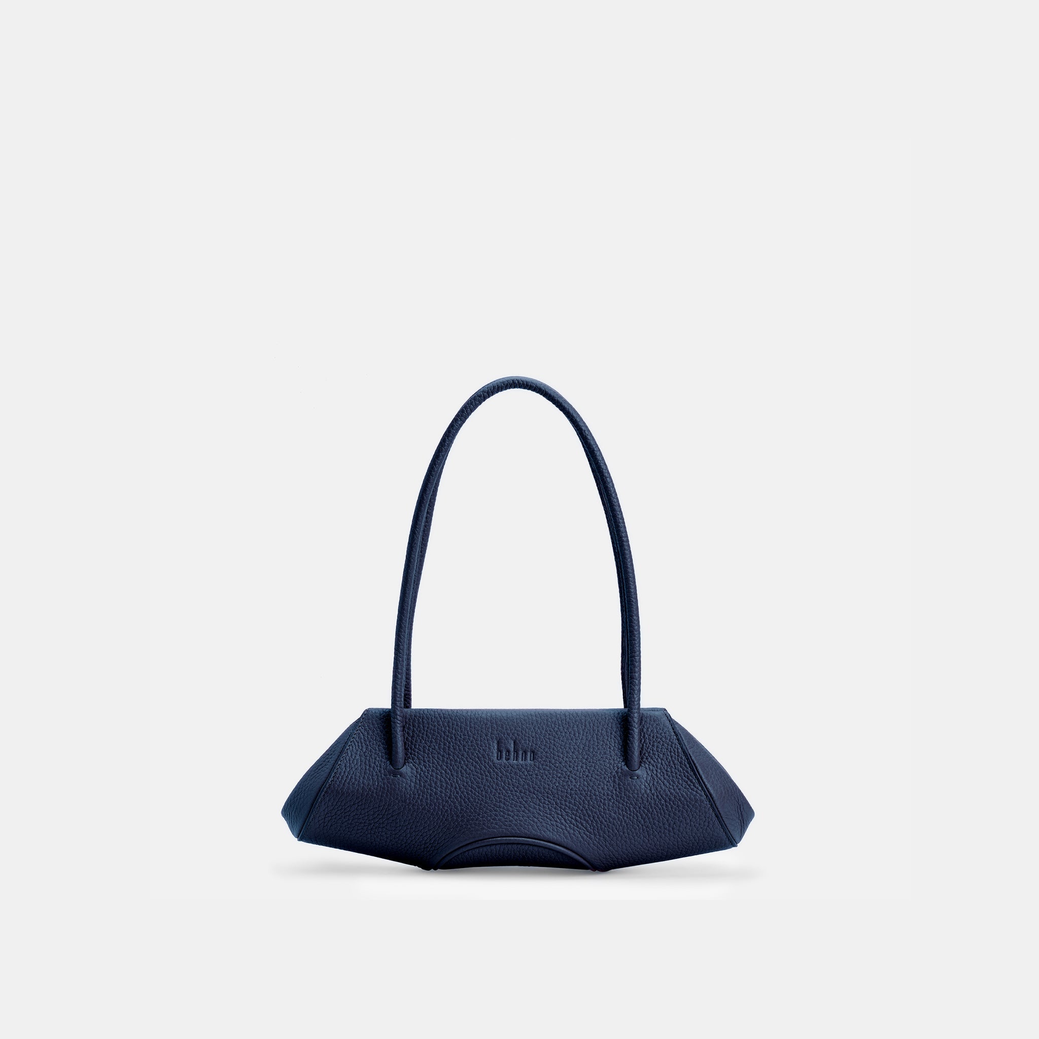 Bag It Elizabeth Mini Pebbled Leather Baguette Bag – Navy
