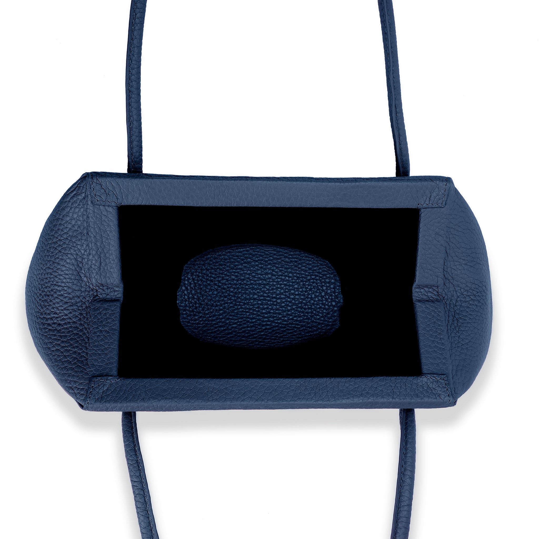 Bag It Elizabeth Mini Pebbled Leather Baguette Bag – Navy