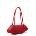 Bag It Elizabeth Mini Pebbled Leather Baguette Bag – Red