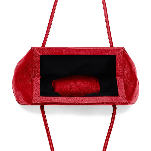 Bag It Elizabeth Mini Pebbled Leather Baguette Bag – Red
