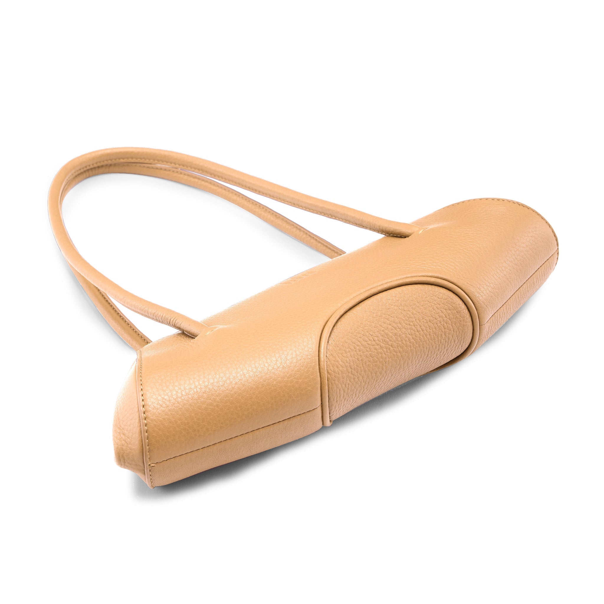 Bag It Elizabeth Mini Pebbled Leather Baguette Bag – Peach