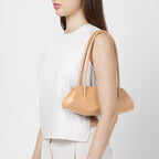 Bag It Elizabeth Mini Pebbled Leather Baguette Bag – Peach