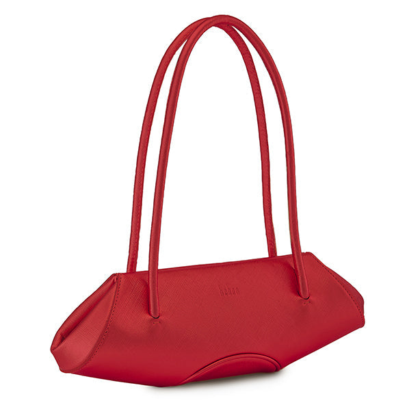 Bag It Elizabeth Mini Saffiano Leather Baguette Bag – Red