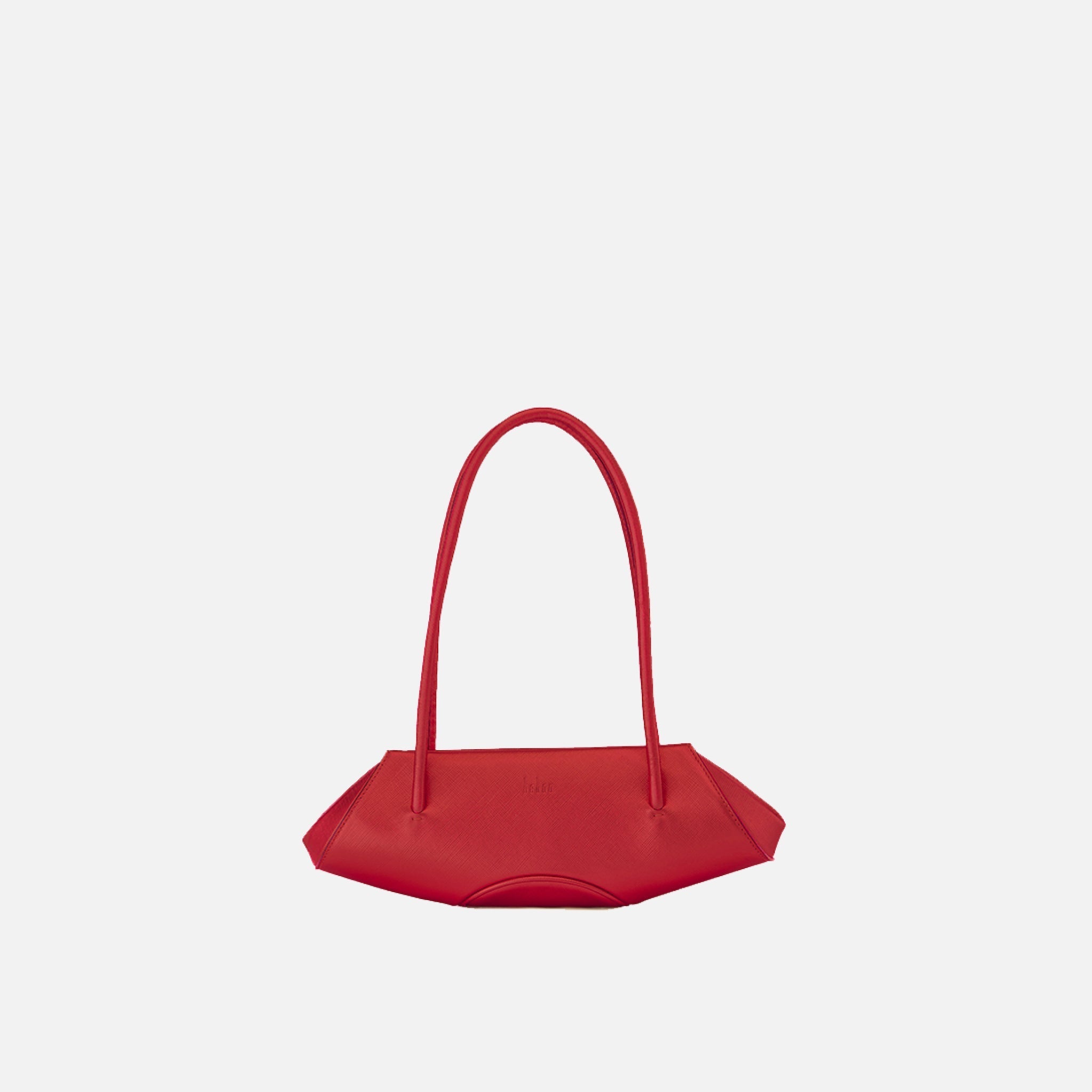 Bag It Elizabeth Mini Saffiano Leather Baguette Bag – Red