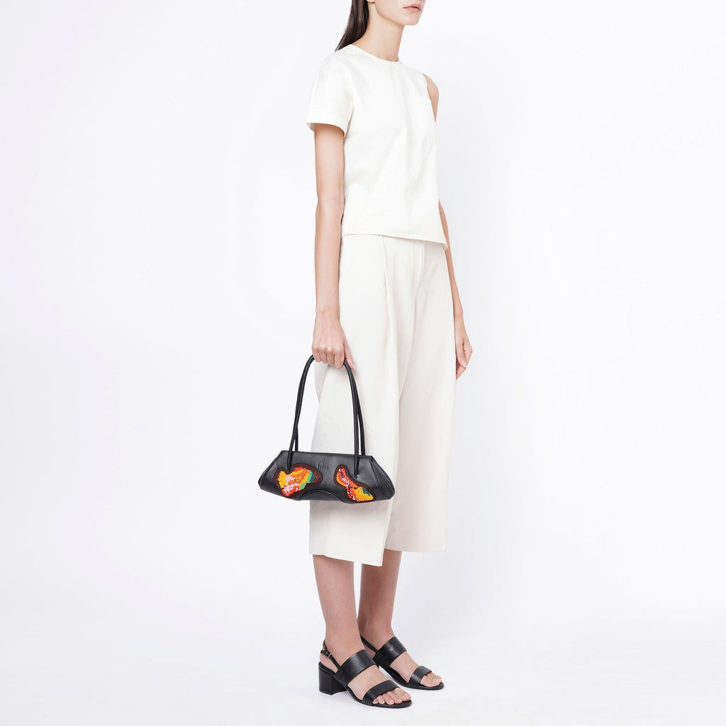 Bag It Elizabeth Mini Hand-Patched Nappa Leather Baguette Bag – Black Multi