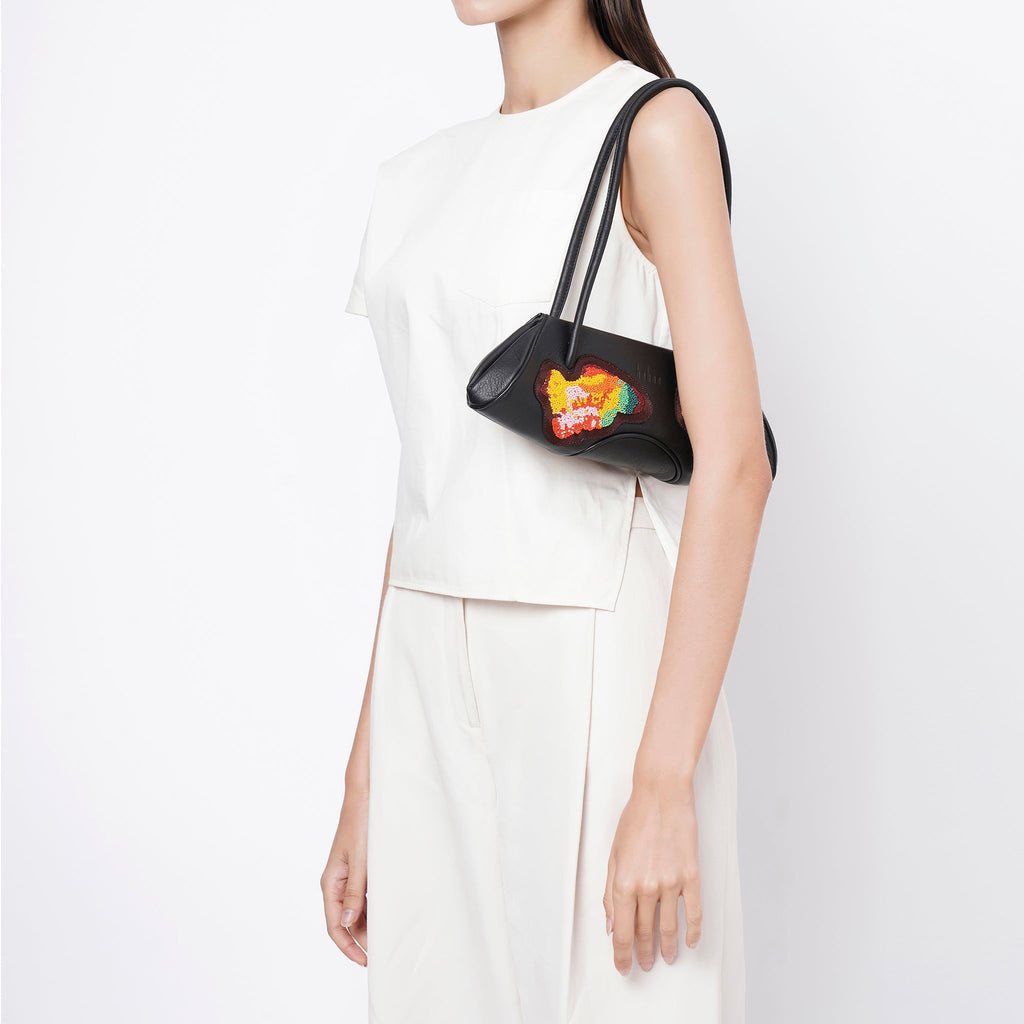 Bag It Elizabeth Mini Hand-Patched Nappa Leather Baguette Bag – Black Multi