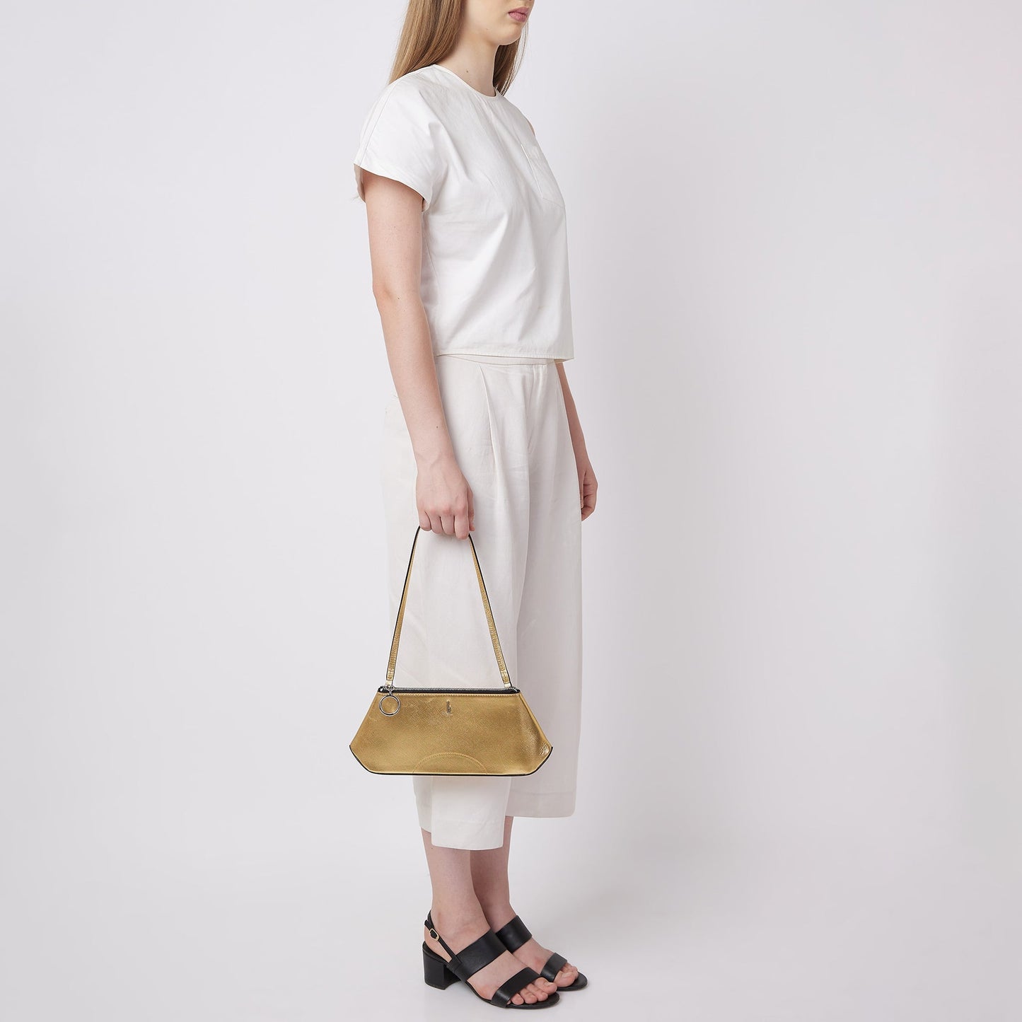 Bag It Elizabeth Mini Saffiano Leather Convertible Pouch – Gold