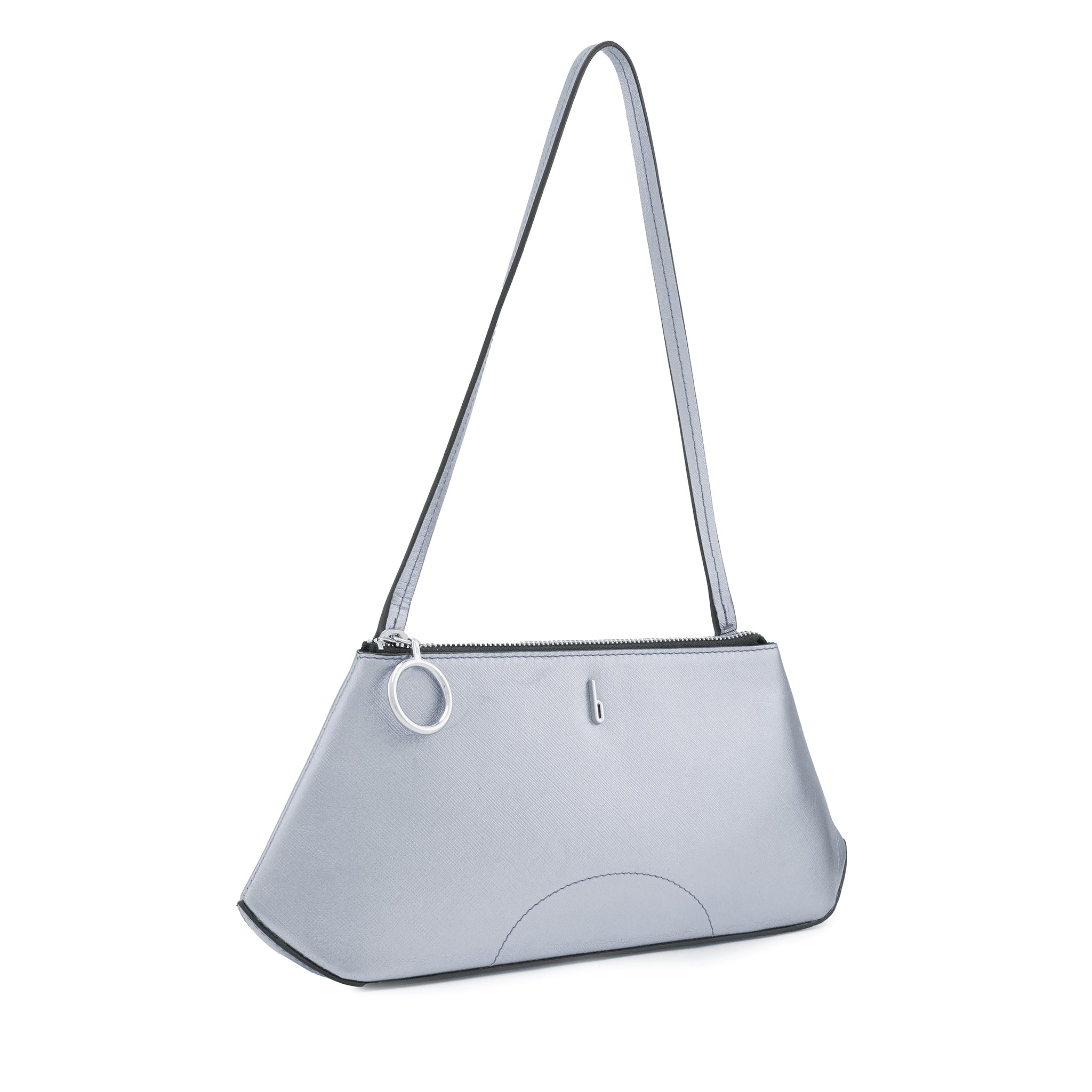 Bag It Elizabeth Mini Saffiano Leather Convertible Pouch – Silver