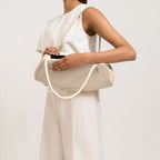 Bag It Elizabeth Pebbled Leather Baguette Bag – Bone