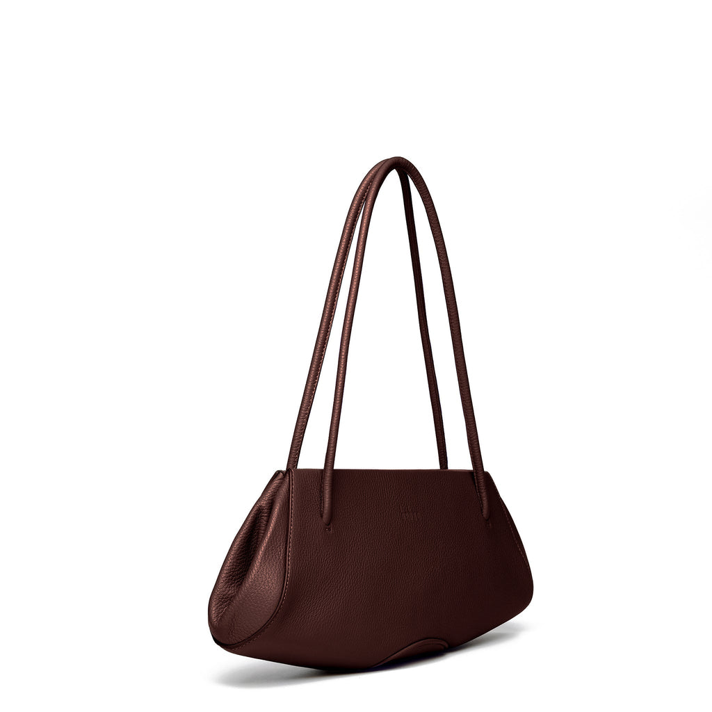 Bag It Elizabeth Pebbled Leather Baguette Bag – Cacao