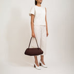 Bag It Elizabeth Pebbled Leather Baguette Bag – Cacao