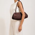 Bag It Elizabeth Pebbled Leather Baguette Bag – Cacao