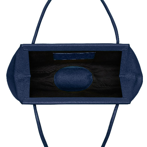 Bag It Elizabeth Pebbled Leather Baguette Bag – Navy