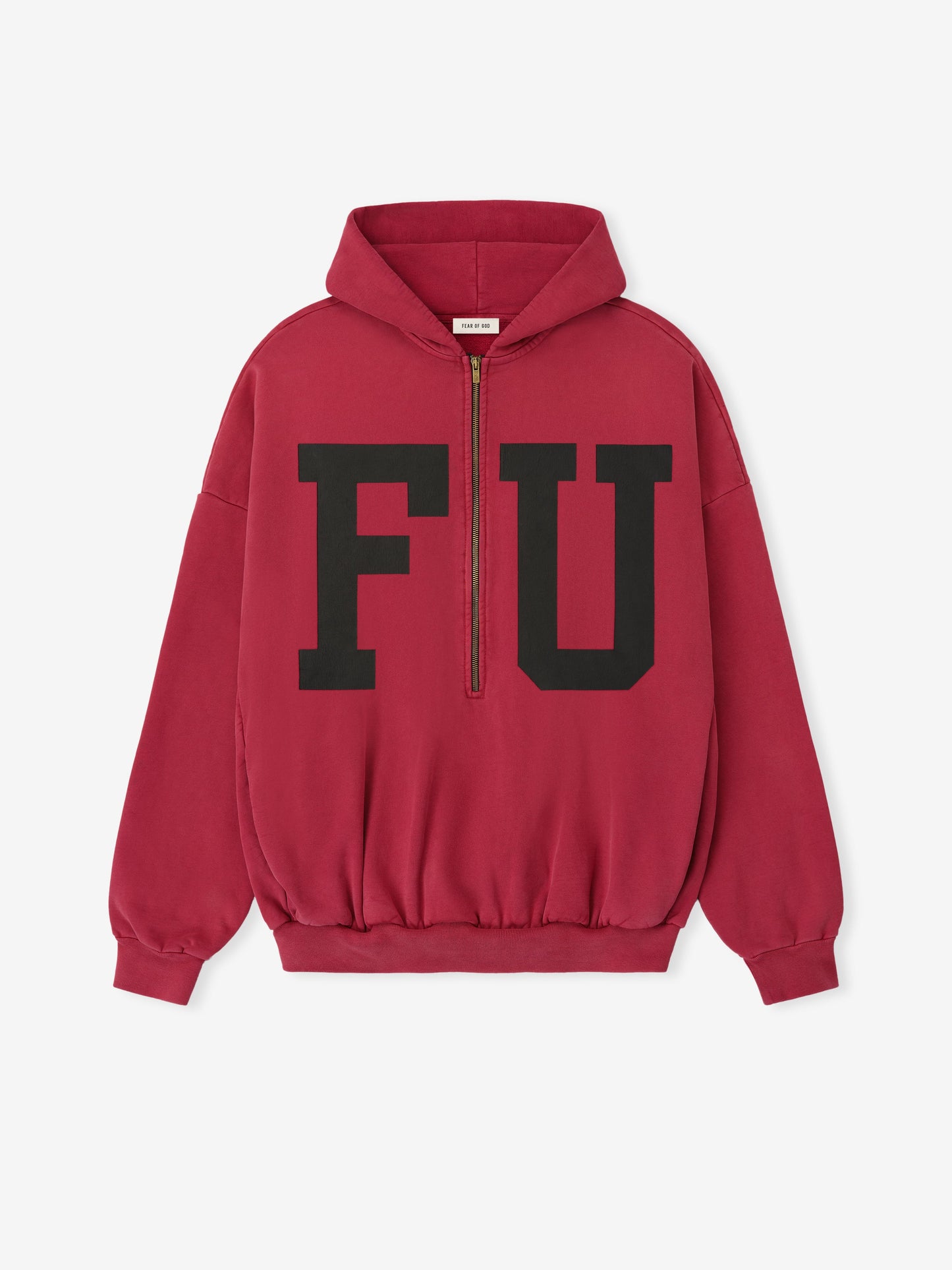 Fear of God Educate Half-Zip Hoodie – Red, Men's Cotton Fleece