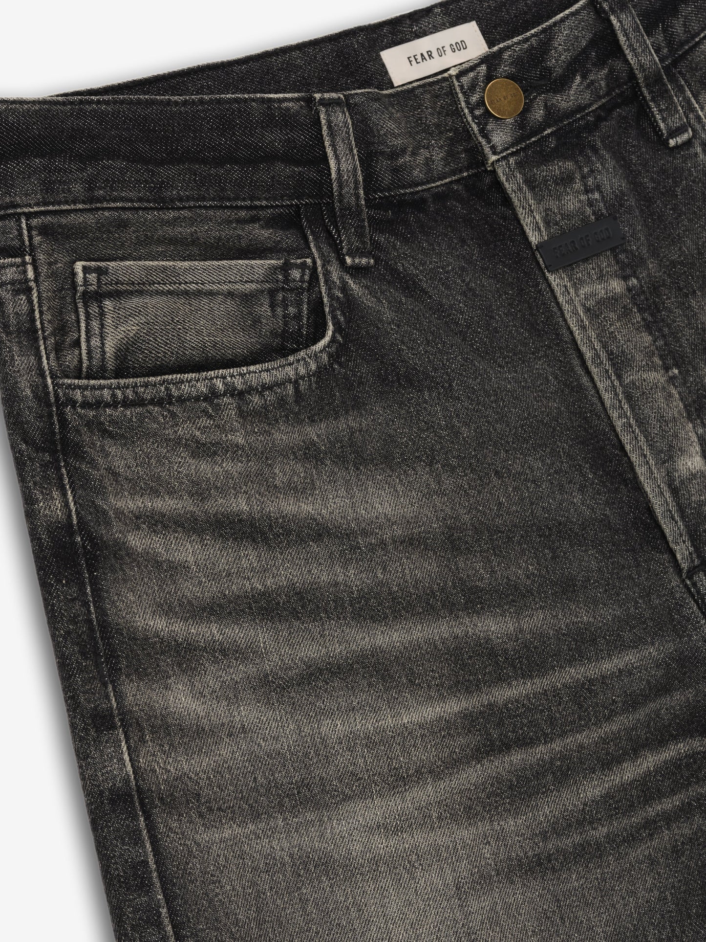 Fear of God Straight 5 Pocket Jean – Worn Black, Men's
