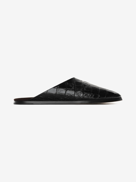 Fear of God Croc-Embossed Leather Slide Sandal – Deep Black, Men's