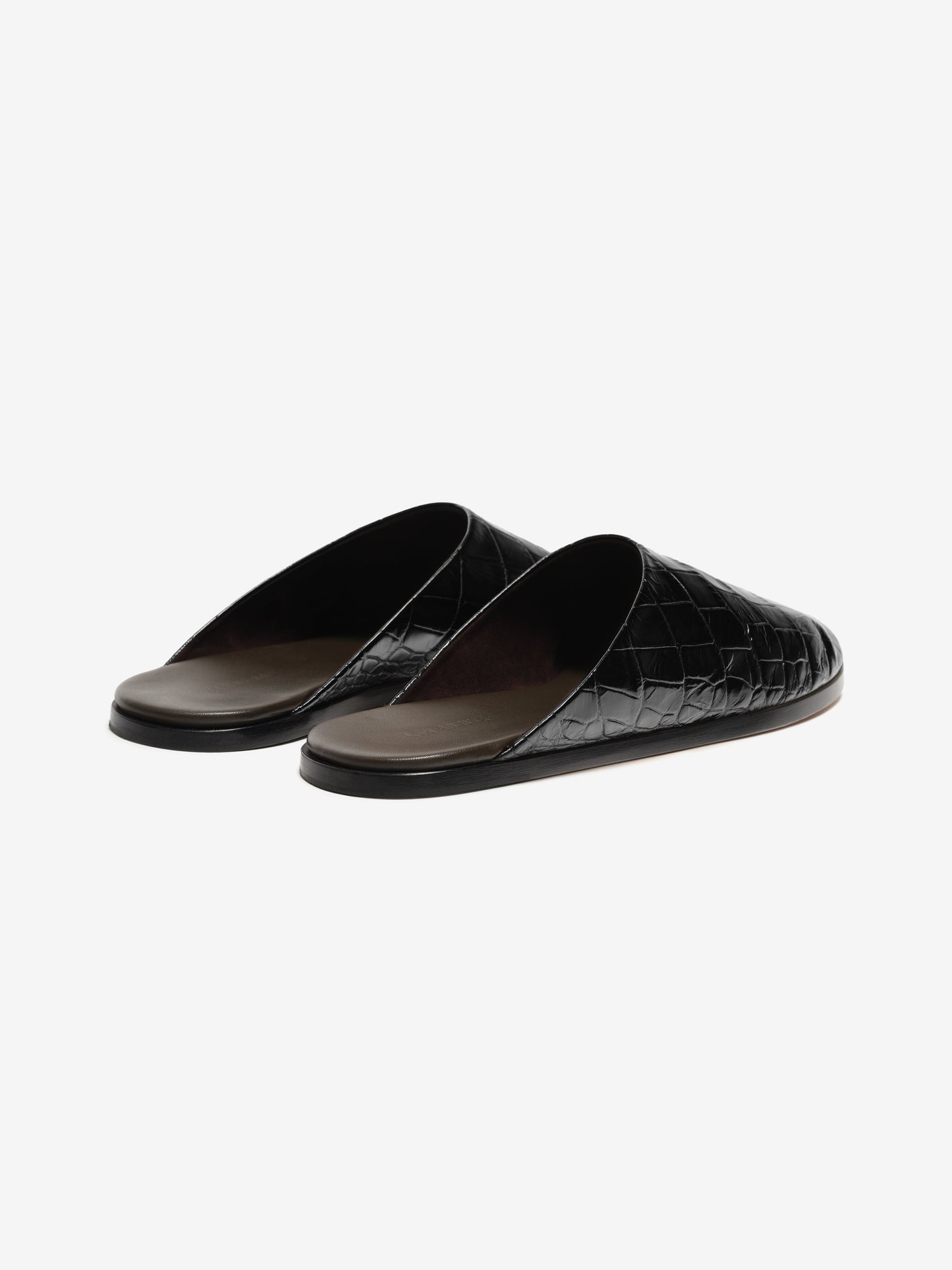 Fear of God Croc-Embossed Leather Slide Sandal – Deep Black, Men's