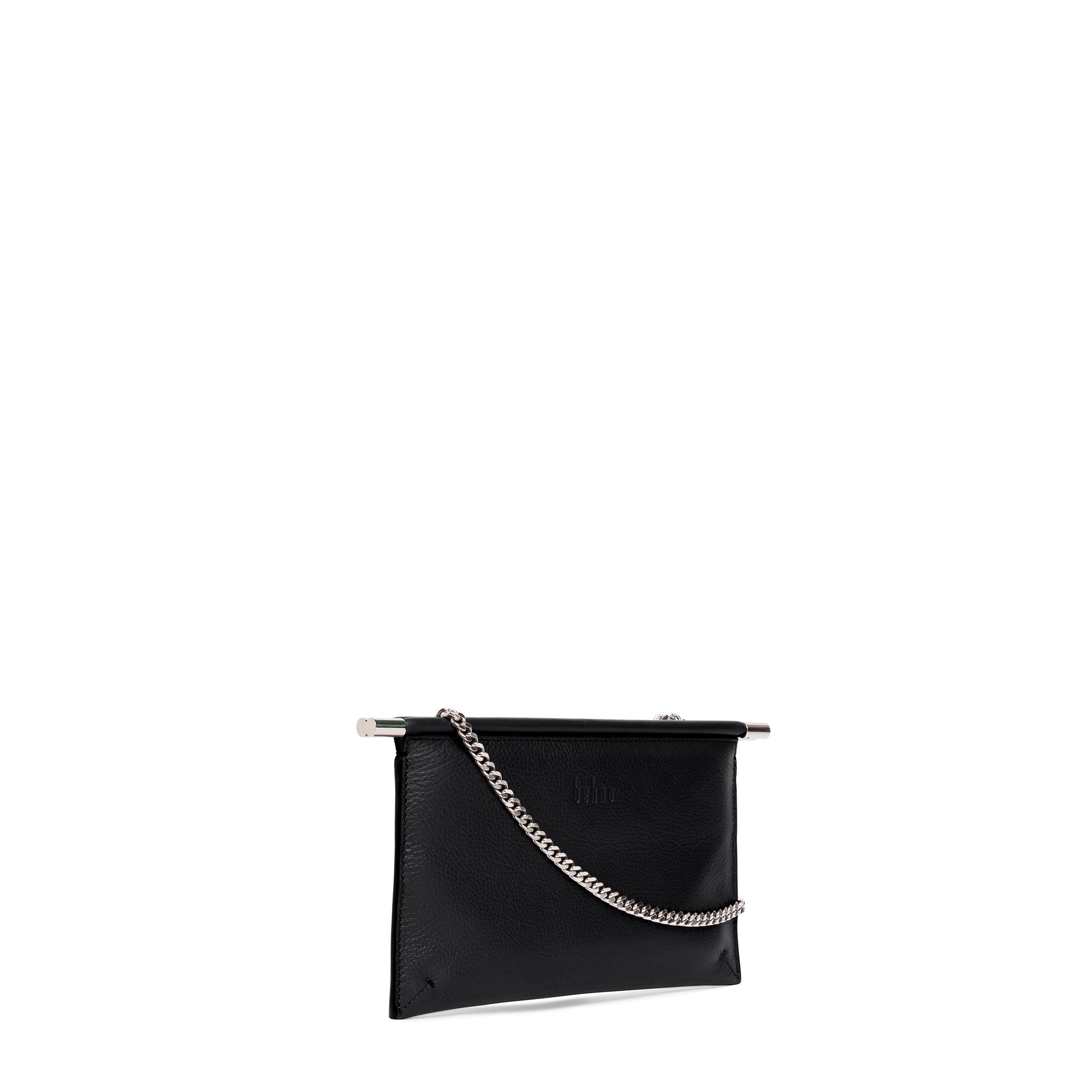 Bag It Frida Mini Milled Leather Crossbody Clutch – Black