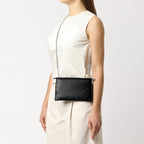 Bag It Frida Mini Milled Leather Crossbody Clutch – Black