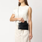 Bag It Frida Mini Milled Leather Crossbody Clutch – Black