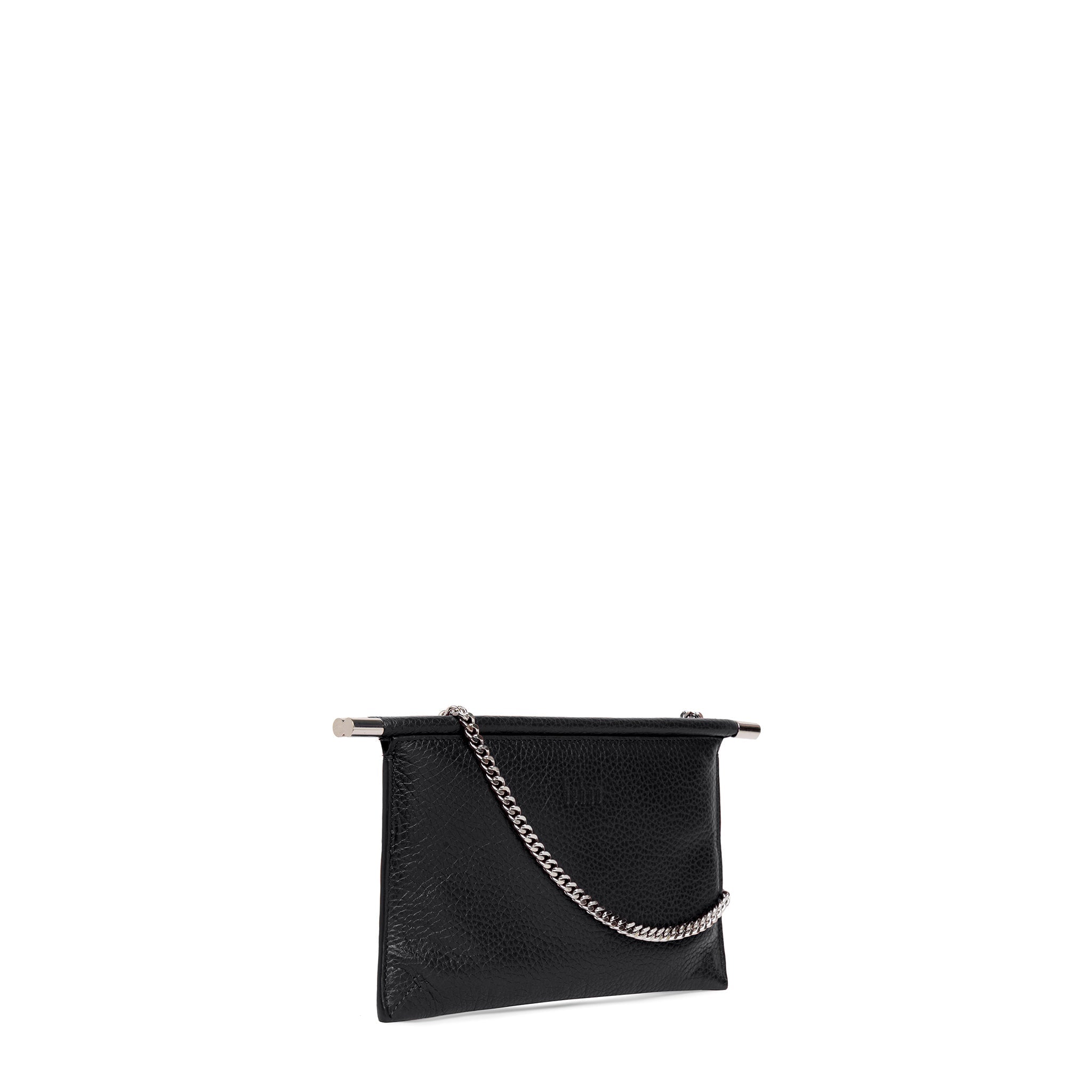 Bag It Frida Mini Pebbled Leather Crossbody Clutch – Black
