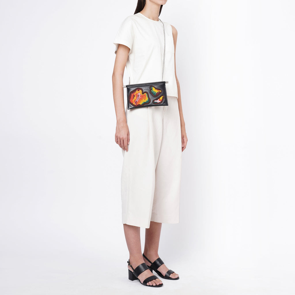 Bag It Frida Mini Hand-Patched Crossbody Clutch – Black Multi