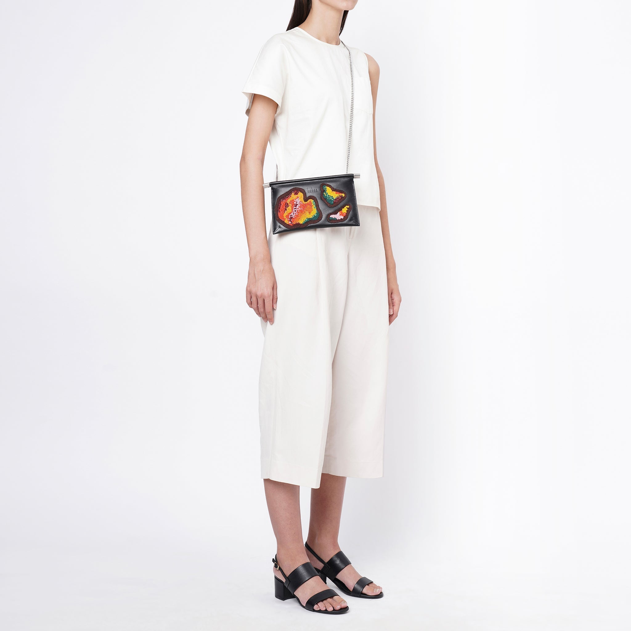 Bag It Frida Mini Hand-Patched Crossbody Clutch – Black Multi