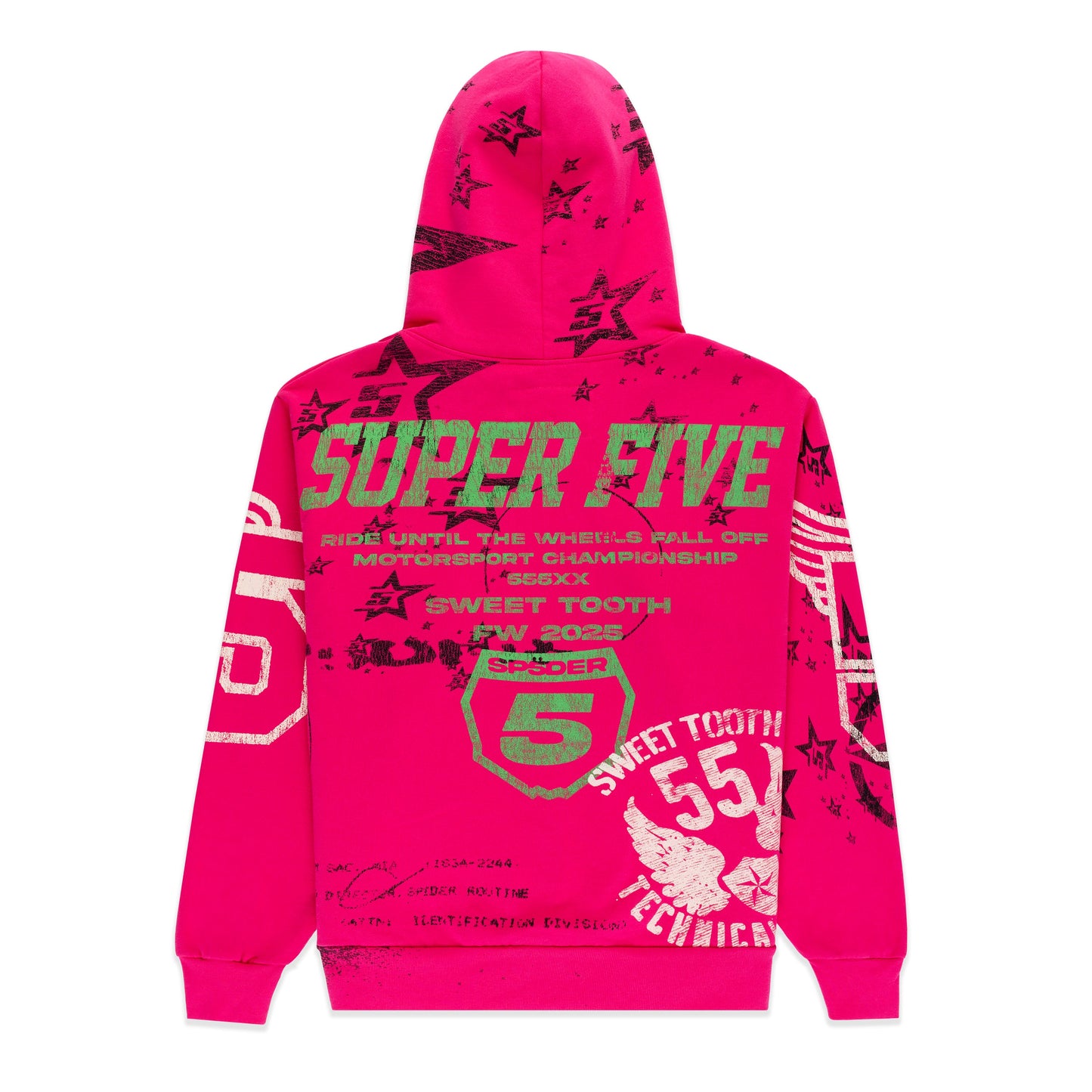 SP5DER Stencil Hoodie – Pink - Back View