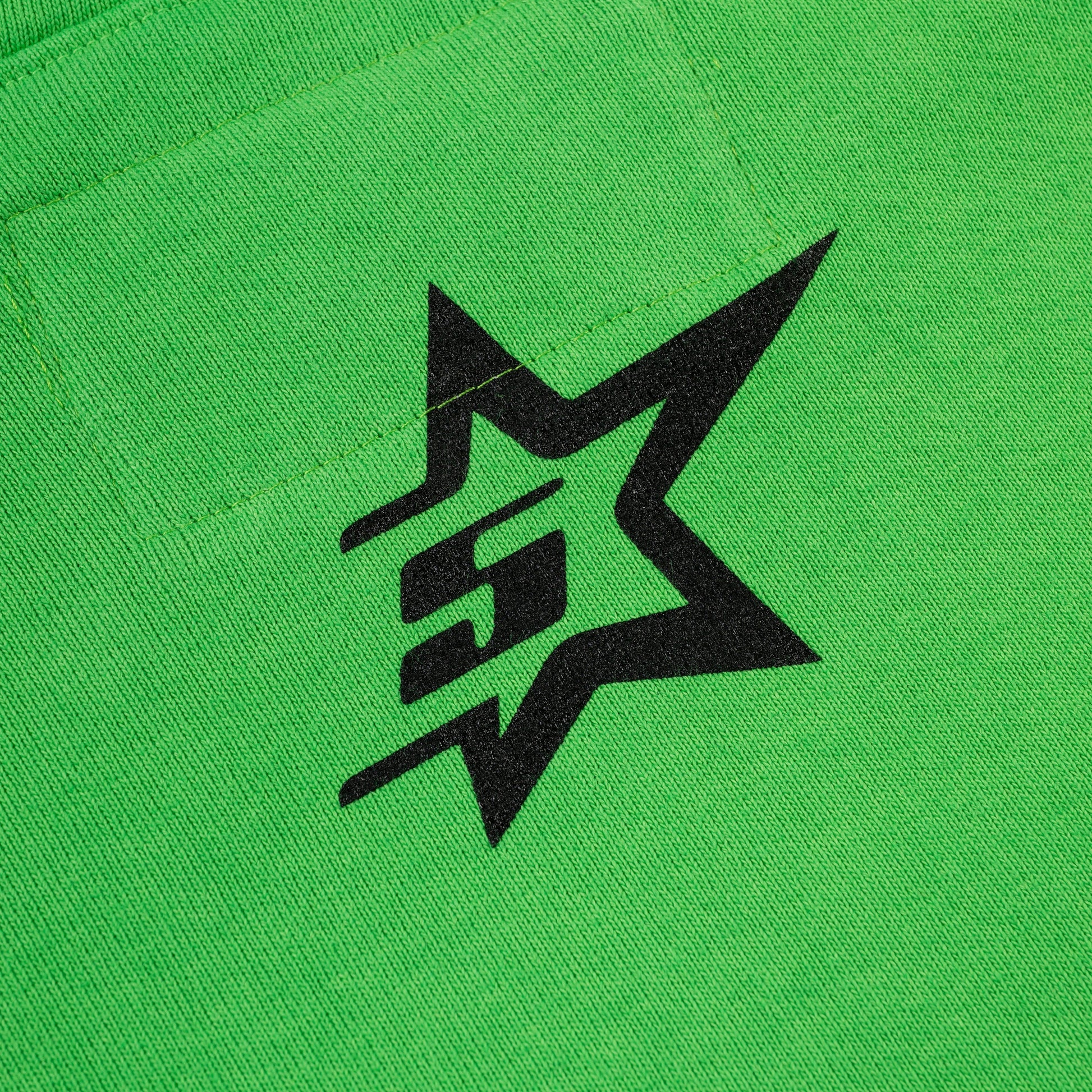 SP5DER Punk V2 Rhinestone Hoodie - Bright Green - Detail View 2
