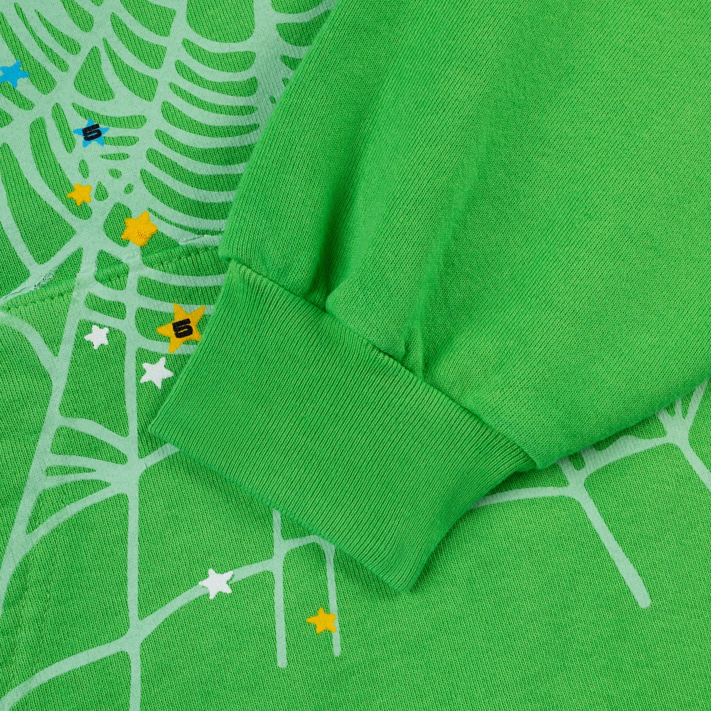 SP5DER Punk V2 Rhinestone Hoodie - Bright Green - Detail View 3