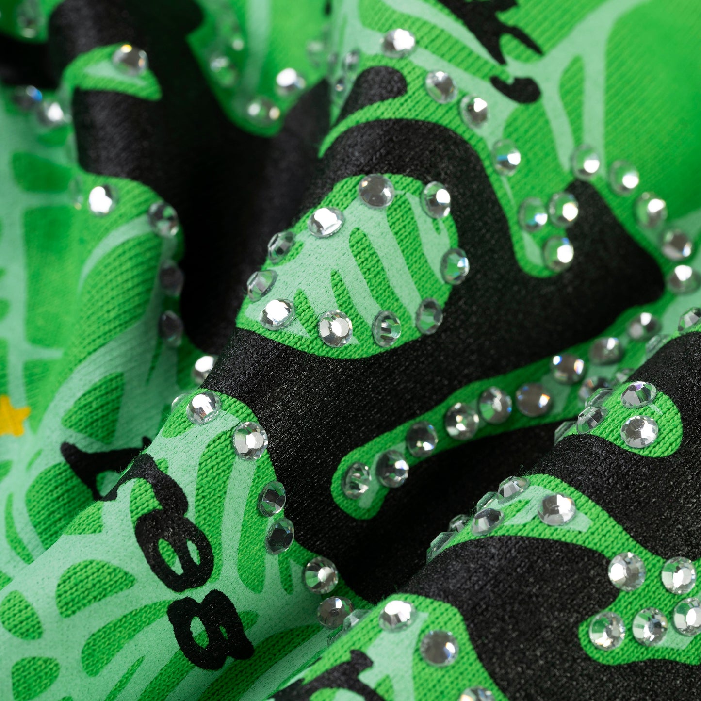 SP5DER Punk V2 Rhinestone Hoodie - Bright Green - Detail View 4