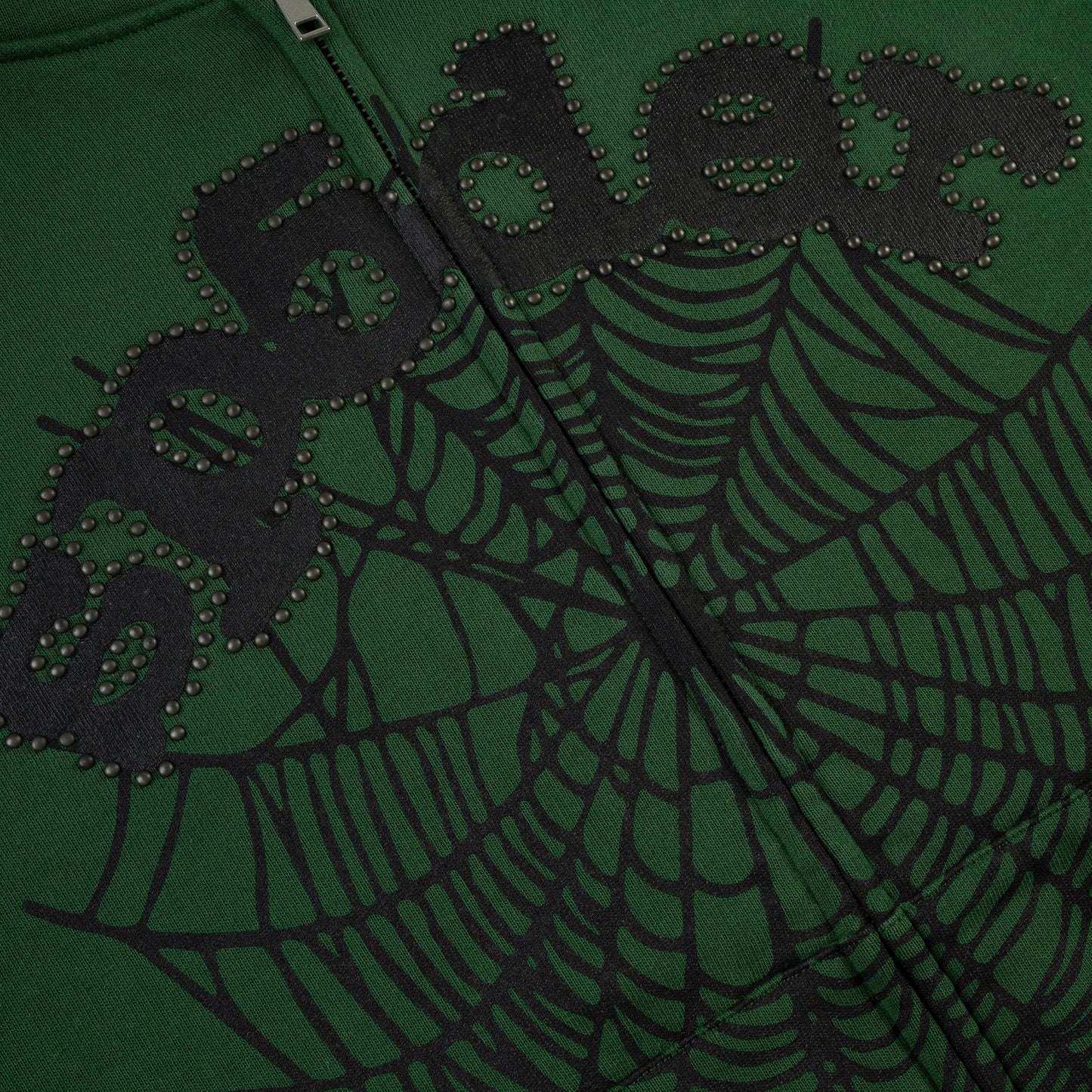 SP5DER OG Web Studded Full-Zip Hoodie - Green - Detail View 2