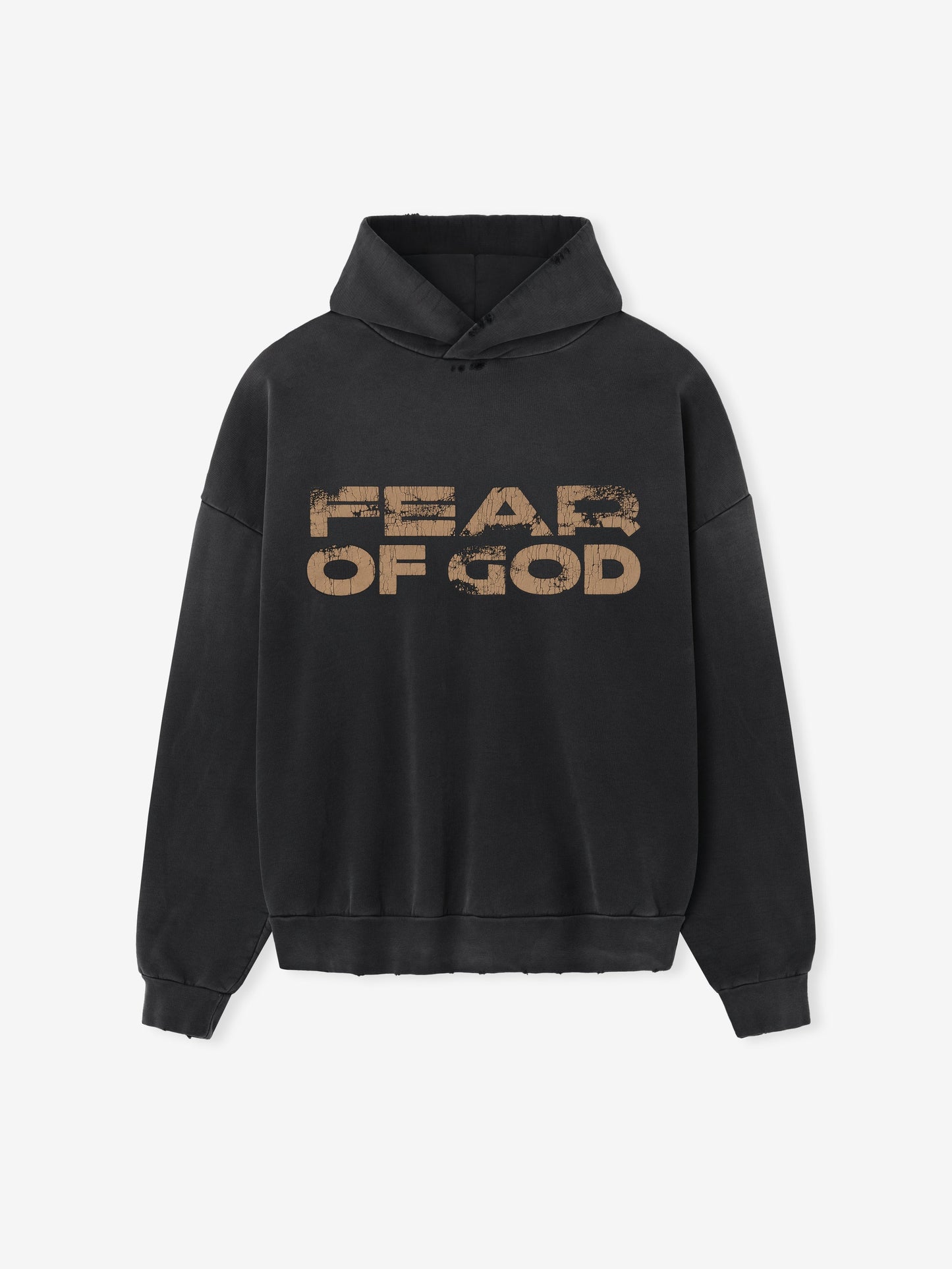 Fear of God Graphic Hoodie – Black, Men's Hand-Printed Cotton Fleece