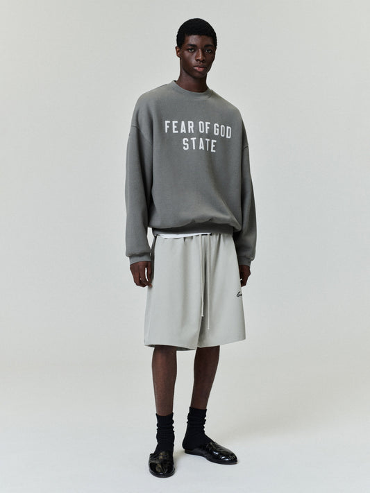 Fear of God Essentials 90s Fit Fleece Crewneck - Satin Twill Logo