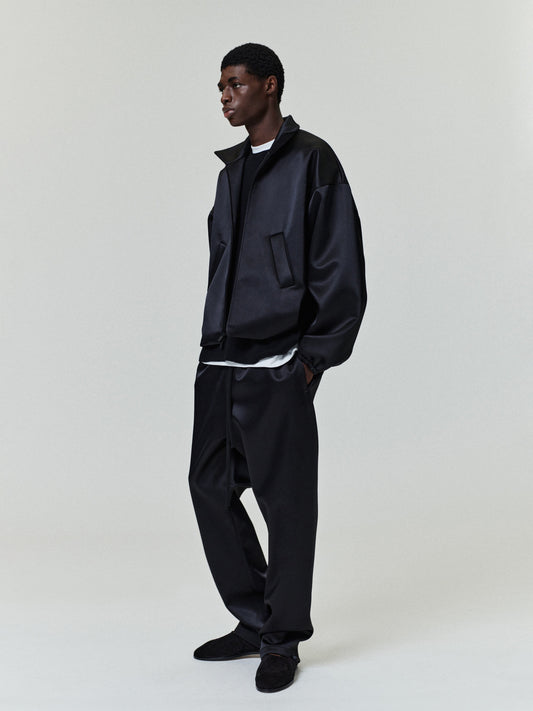 Men's Black Bonded Satin Track Pant