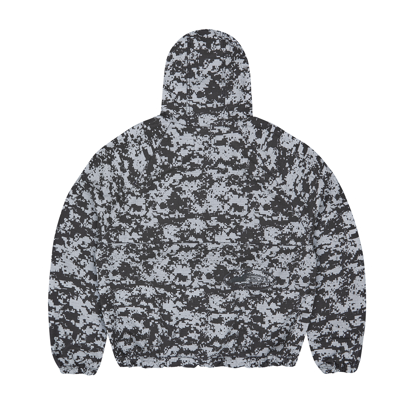 Corteiz Grey Ripstop Guerillaz Jacket, Reflective Camo, back view showing reflective fabric finish