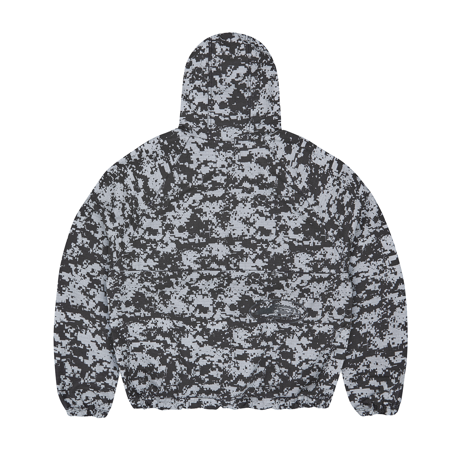 Corteiz Grey Ripstop Guerillaz Jacket, Reflective Camo, back view showing reflective fabric finish