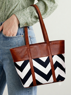 Bag It Canberra Tote and Shoulder Bag – Brown and Black Vegan Leather