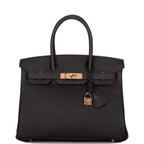 Hermes Black Togo Birkin 30cm Rose Gold Hardware
