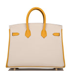 Hermes Horseshoe Stamp (HSS) Bi-Color Craie and Jaune Ambre Togo Birkin 25cm Brushed Gold Hardware
