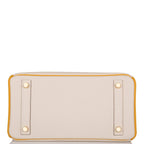 Hermes Horseshoe Stamp (HSS) Bi-Color Craie and Jaune Ambre Togo Birkin 25cm Brushed Gold Hardware
