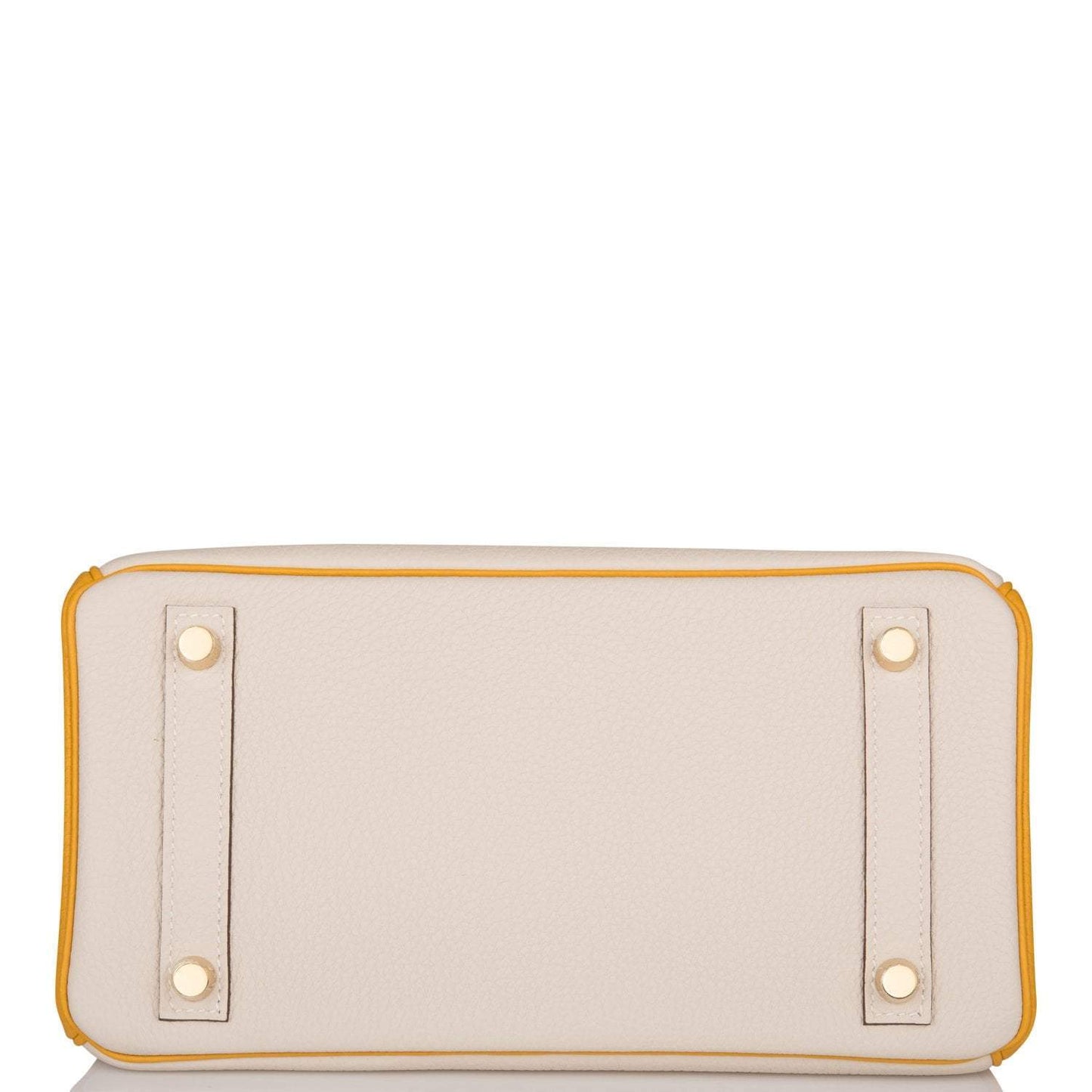 Hermes Horseshoe Stamp (HSS) Bi-Color Craie and Jaune Ambre Togo Birkin 25cm Brushed Gold Hardware