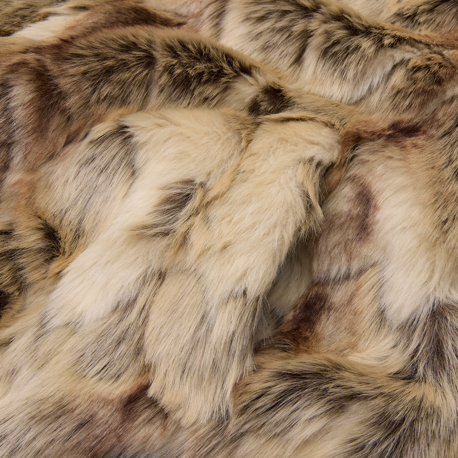 Corteiz Brown Faux Fur Pelt Hooded Jacket, Fawn, close-up of welt side entry pocket