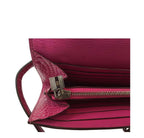 Hermes Kelly Long Wallet Clutch Fuchsia Alligator Leather Palladium Hardware