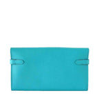 Hermes Kelly Long Wallet Clutch Paon Epsom Leather Palladium Hardware