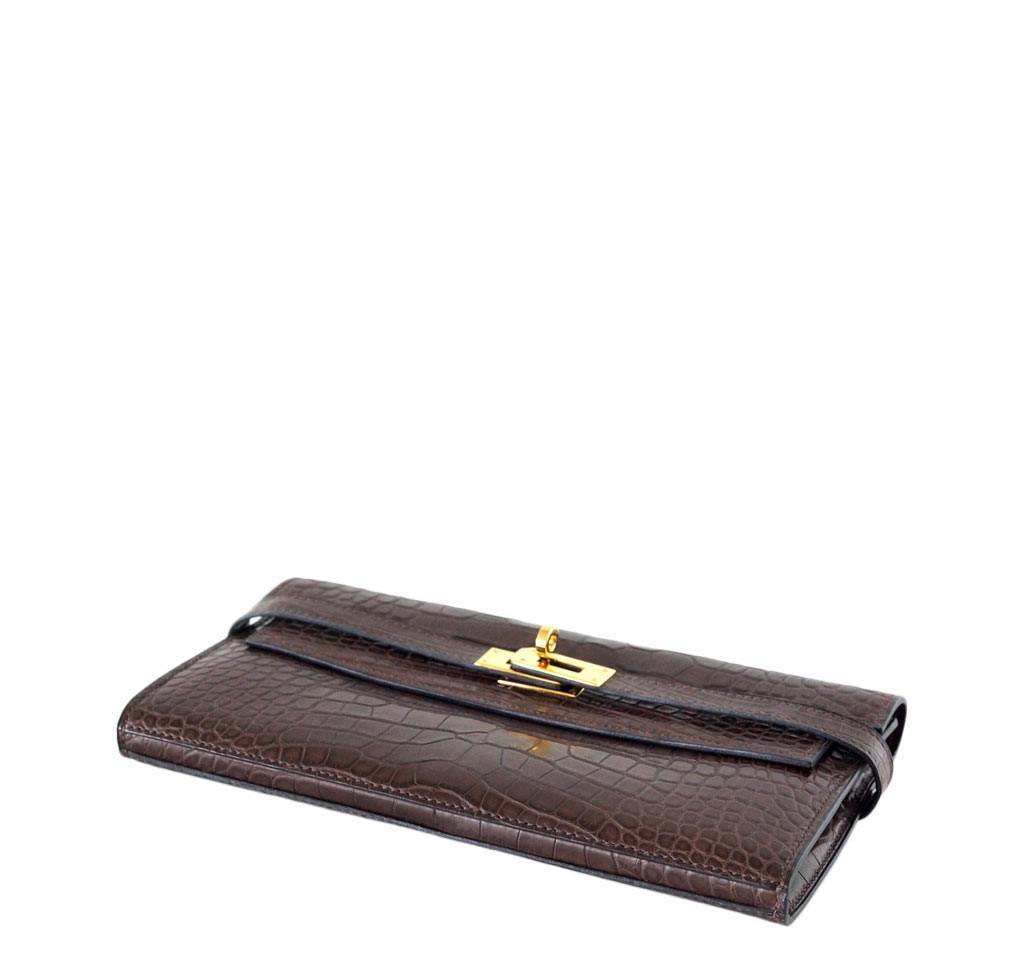 Hermès Kelly Clutch Bag Alligator Havane