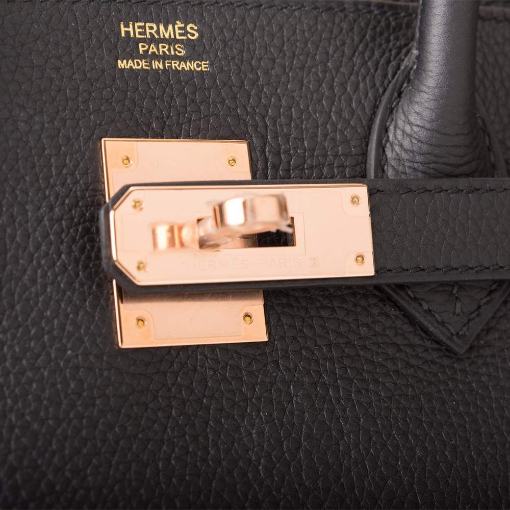 Hermes Birkin 30 Black Togo Leather Rose Gold Hardware
