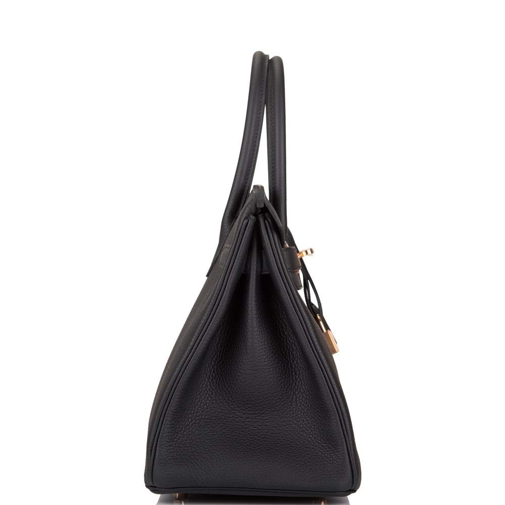 Hermes Birkin 30 Black Togo Leather Rose Gold Hardware