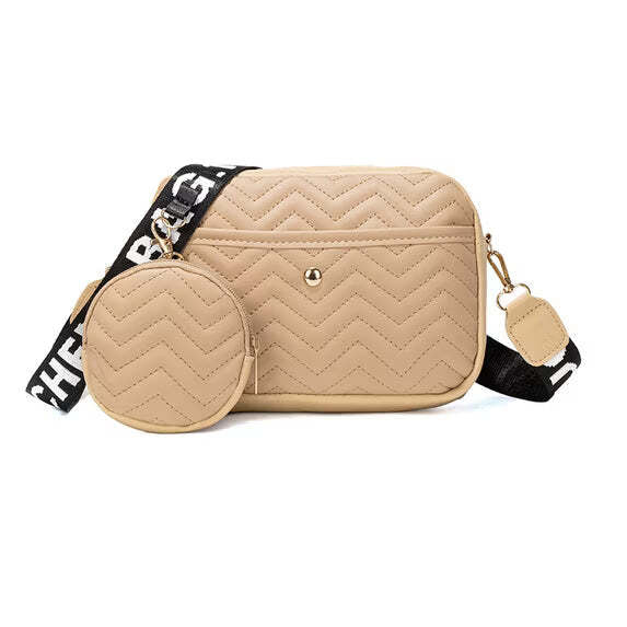Bag It Women's Khaki Checkered Crossbody Shoulder Bag
